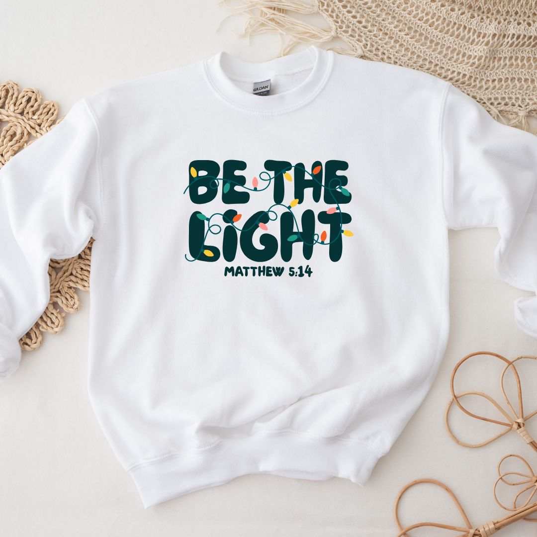 Be The Light - Christian Christmas Sweatshirt Matthew 5:14