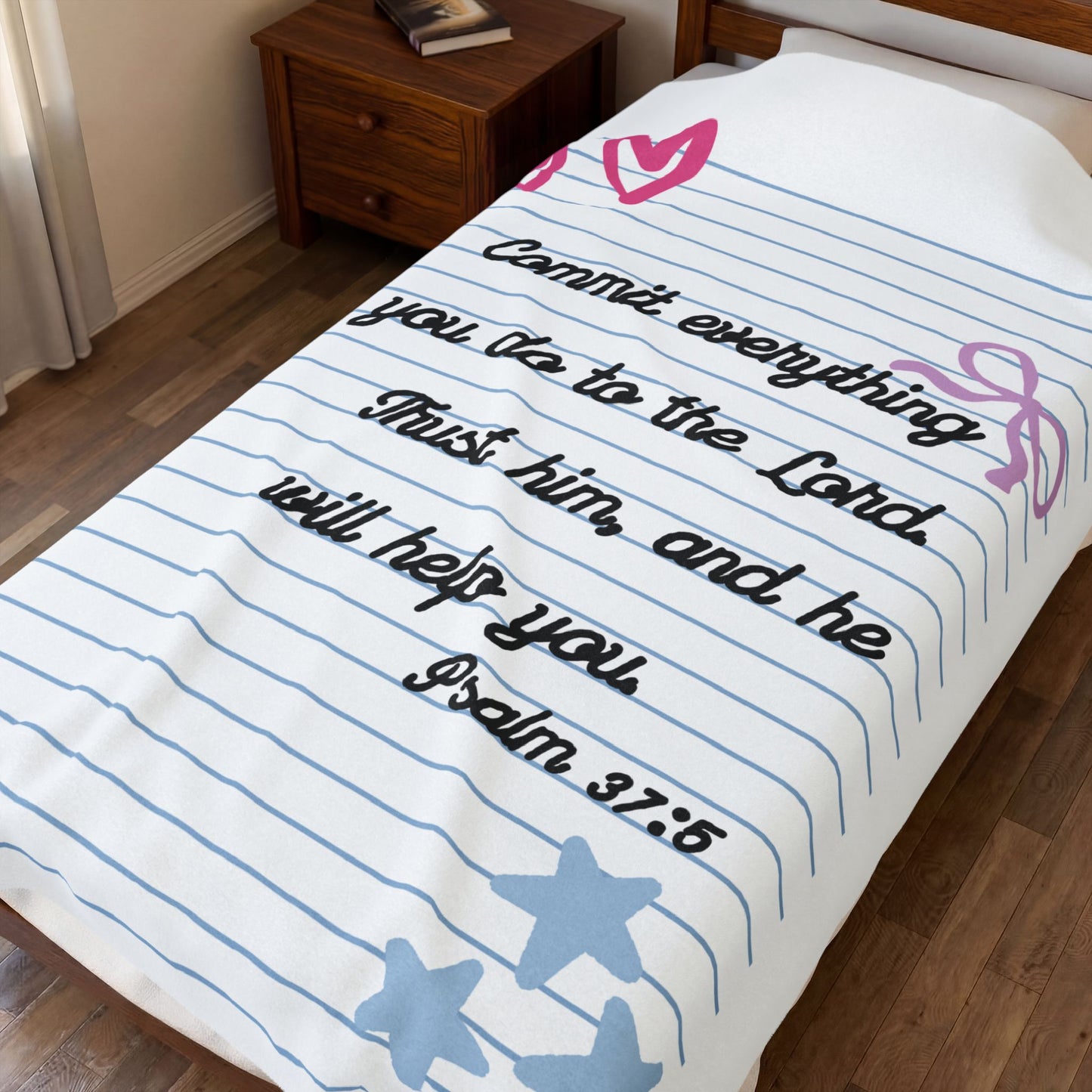 Psalm 37:5 Notebook Inspired Christian Blanket Throw - 60 x 80 inches