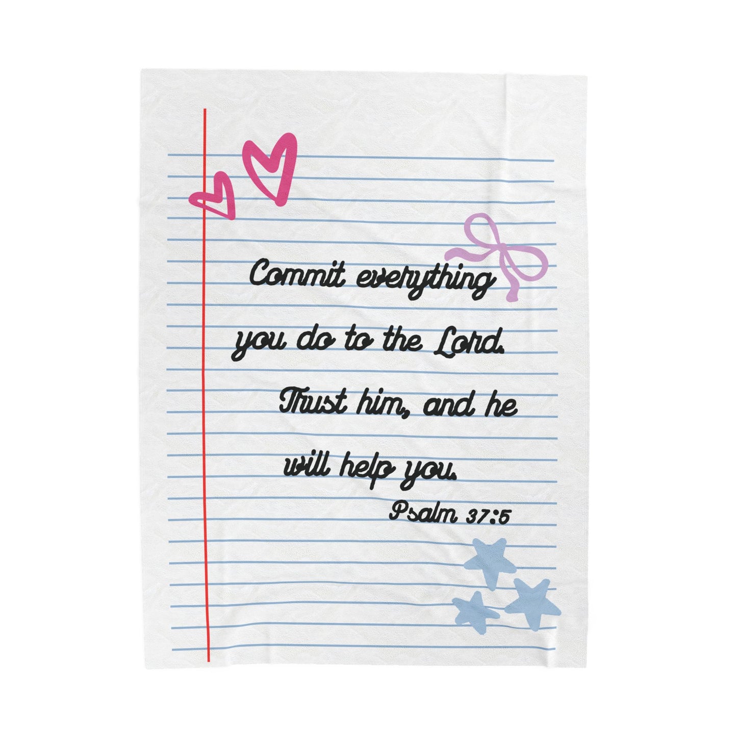 Psalm 37:5 Notebook Inspired Christian Blanket Throw - 60 x 80 inches